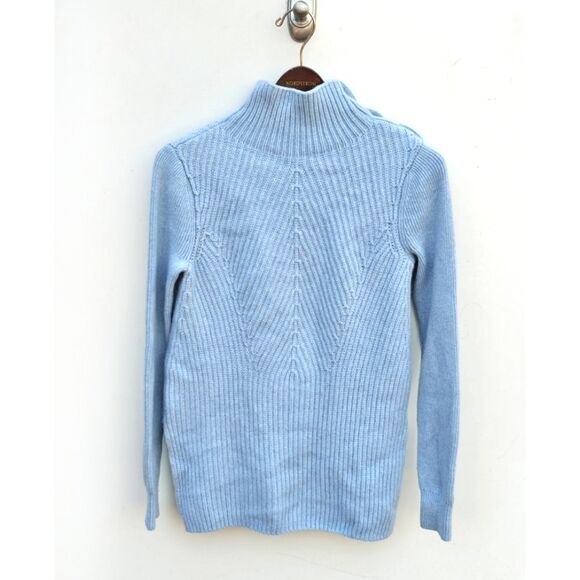 Veronica Beard Rama Blue Mock Neck Sweater Wool Cashmere Size Small - Picture 4 of 11